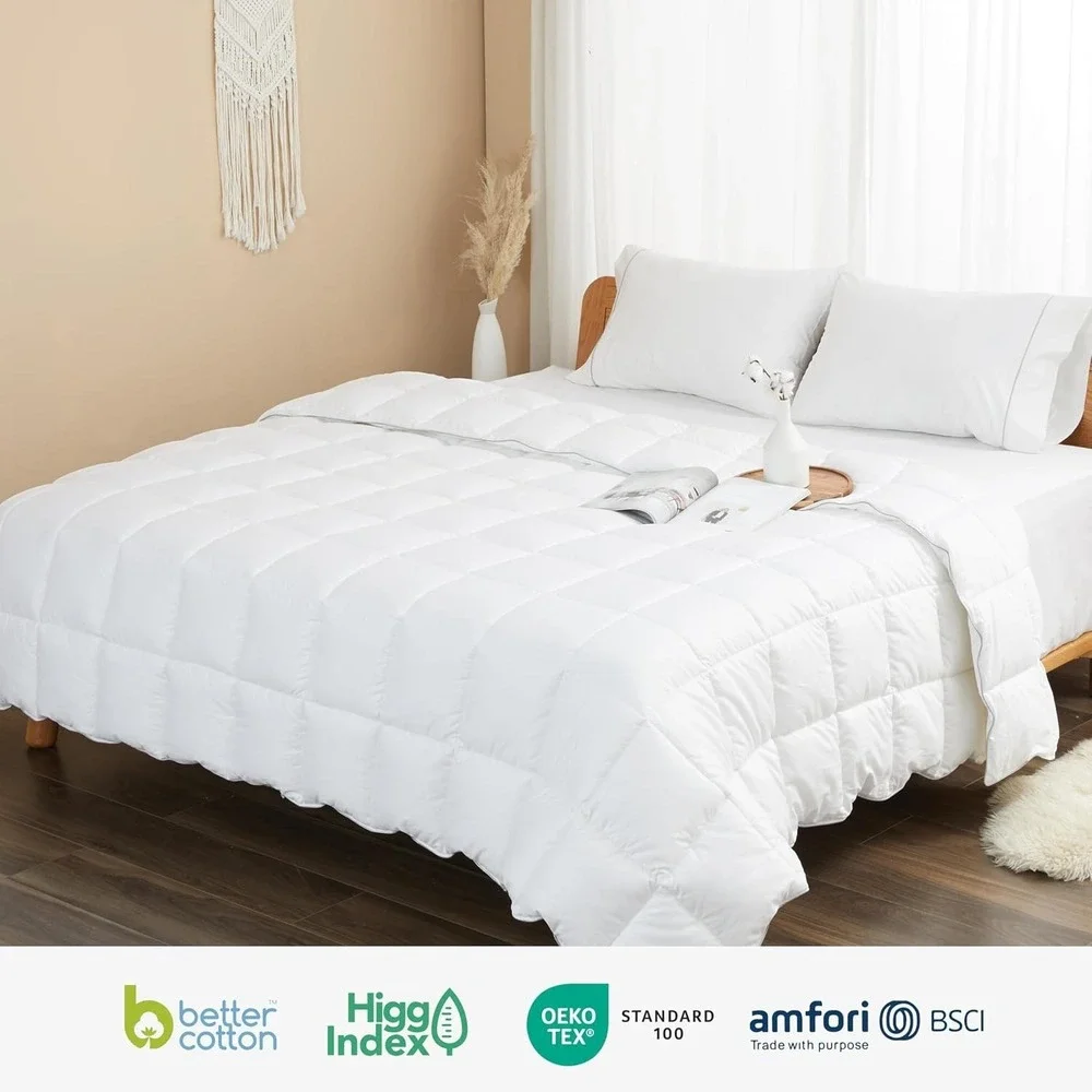 Comforter Queen Size Cotton Cover Blanket for Summer, White | Lightweight Duvet